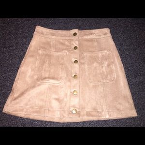 Soft Button Up Suede Skirt